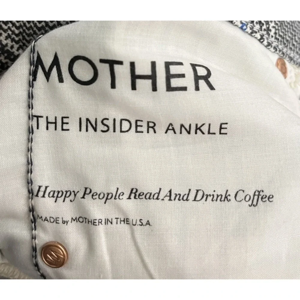 Mother Blue Gray Plaid The Insider‎ Ankle Women's Track Stripe Pants Size 28